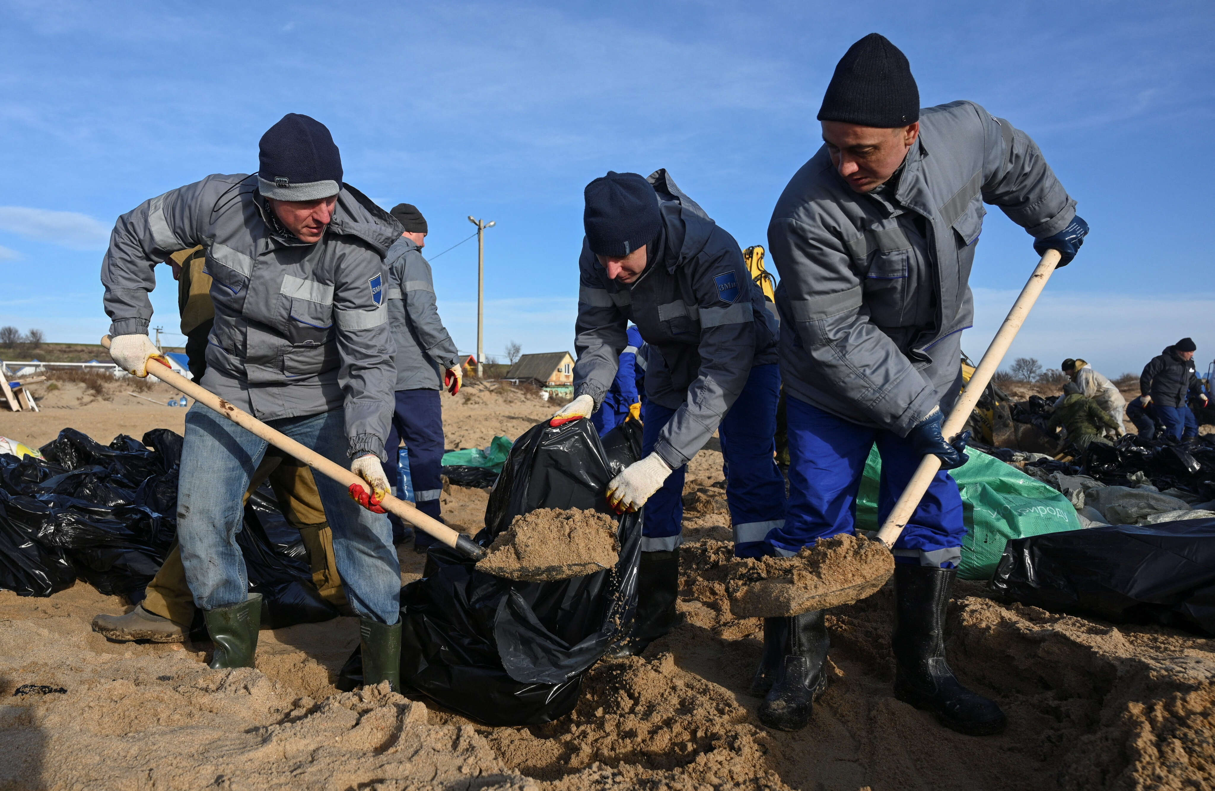 A Black Sea resort town is suing Russian ship companies after 10,000 people had to shovel spilled oil off its beaches