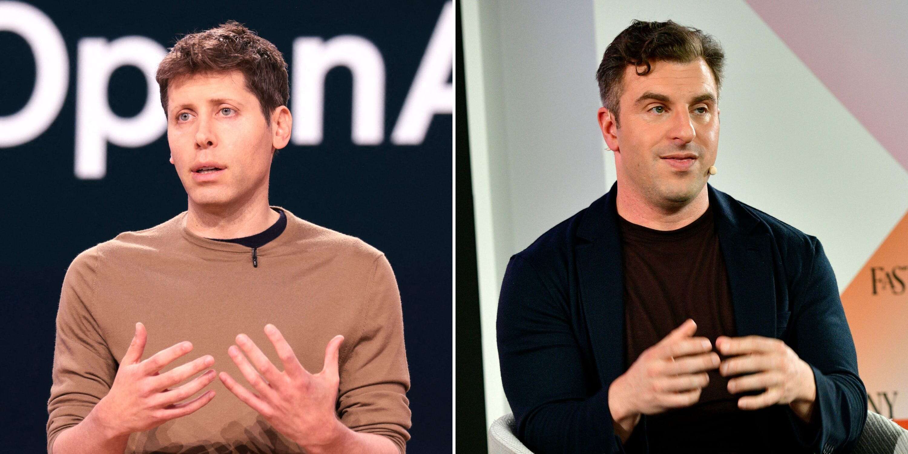 AI companies need to get society's input as they build out the technology, OpenAI's Sam Altman and Airbnb CEO say