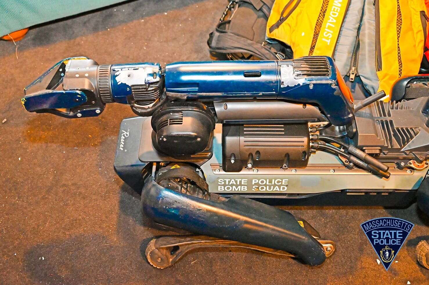 A robotic police dog named 'Roscoe' created by Boston Dynamics took a bullet and helped avert a fatal shooting, police say