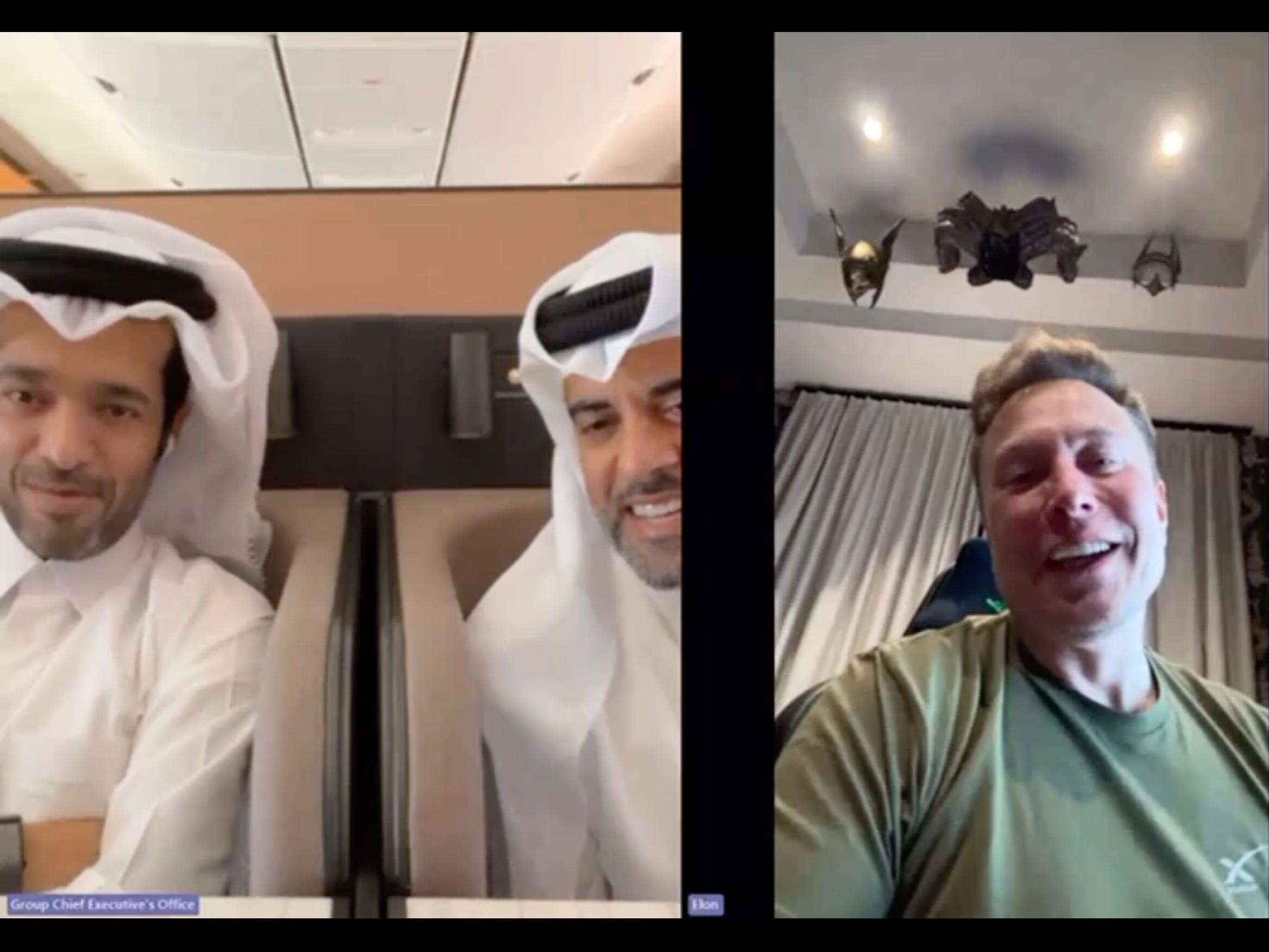 Elon Musk joined a video call at 38,000 feet to show off Qatar Airways' new Starlink WiFi