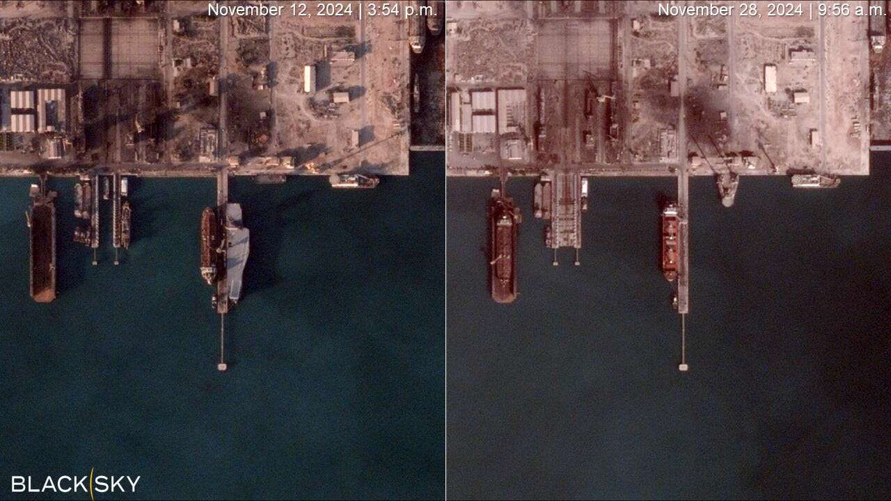 Satellite images show Iran's new drone carrier has set sail, leaving its home port for the first time