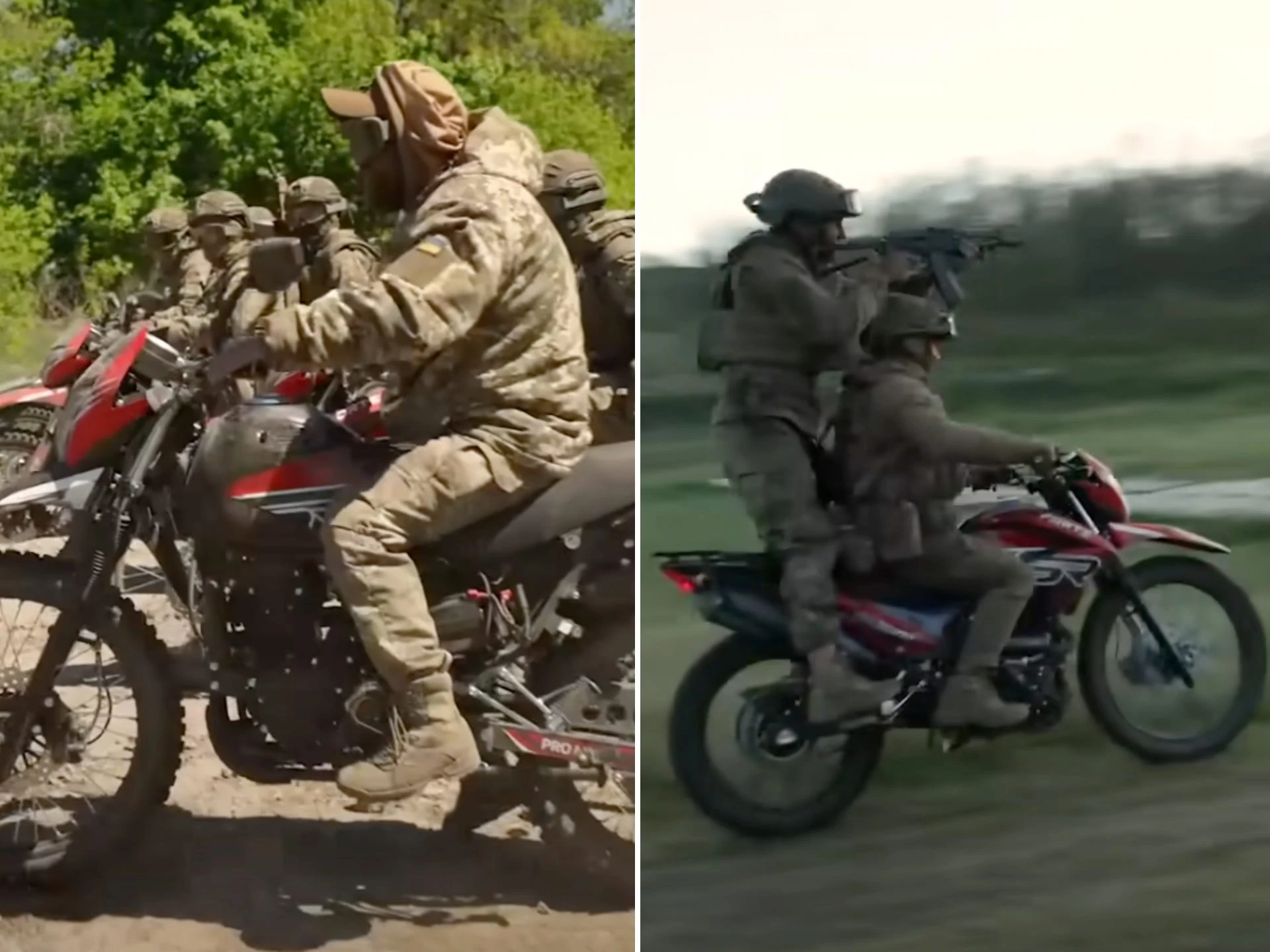 Ukraine has a new motorcycle attack unit that rushes gun-toting troops into battle on off-road bikes