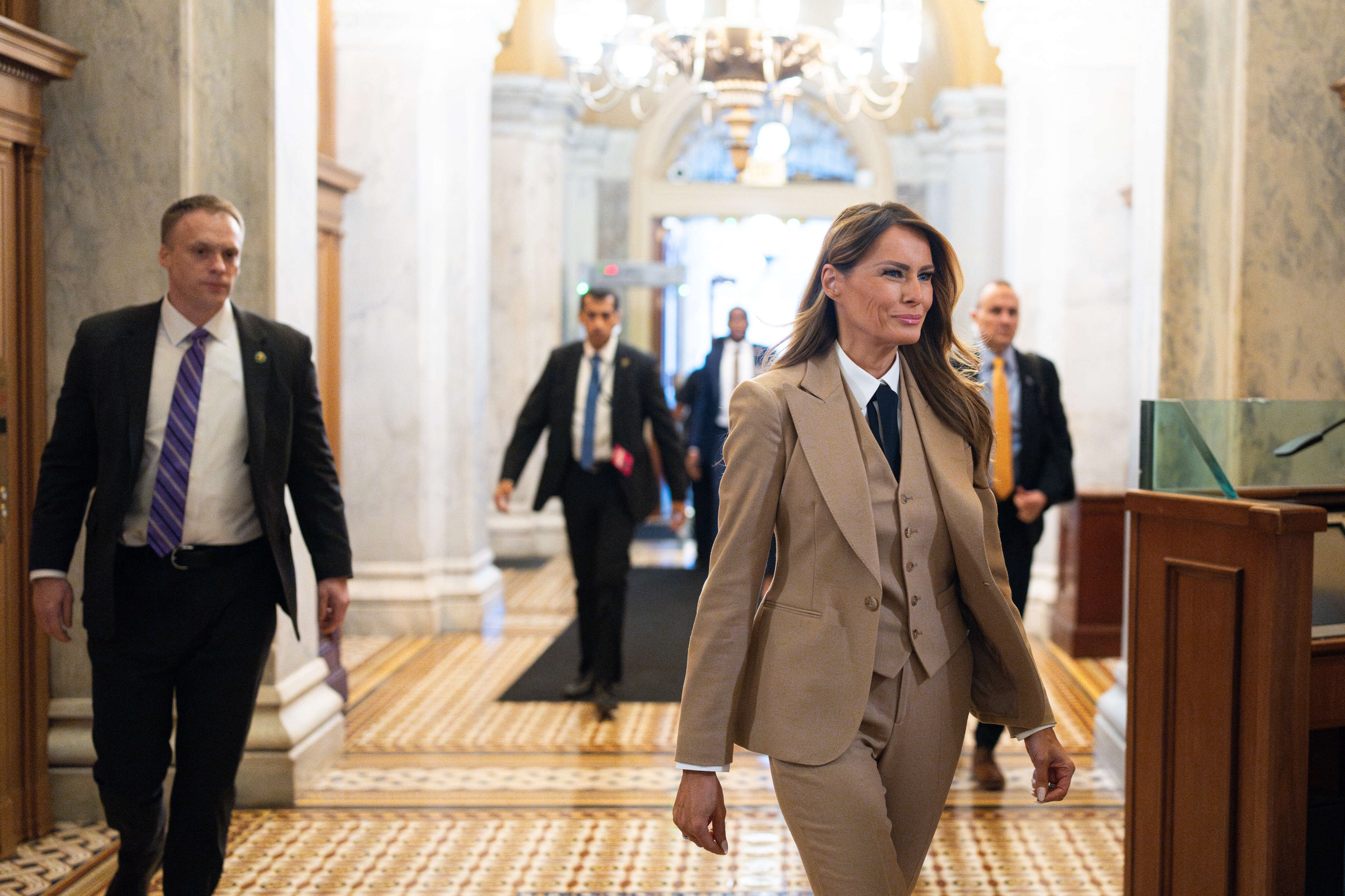 Melania Trump wore menswear again. It's becoming her signature style for this term.