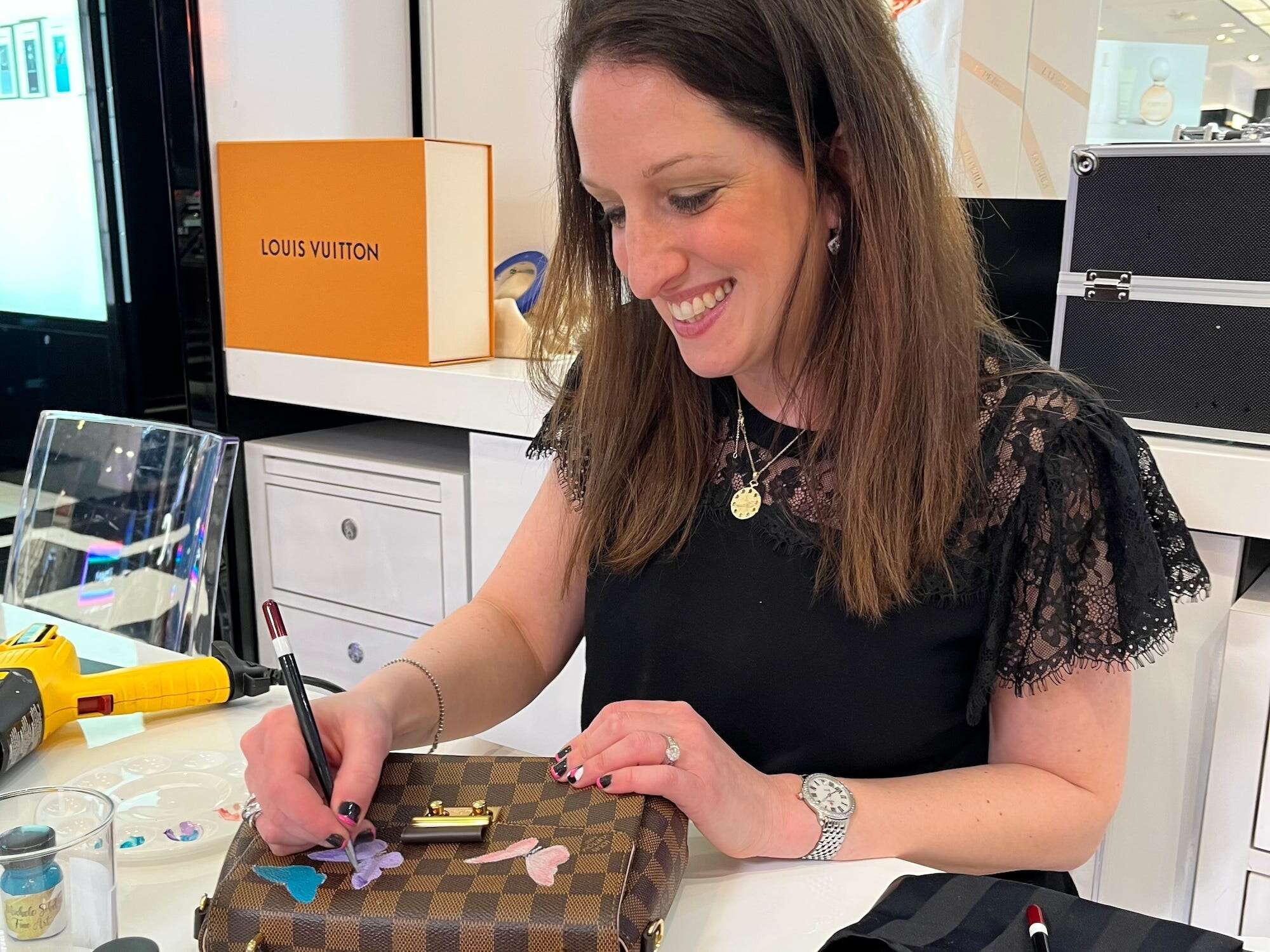 How a former news producer turned her passion for art into a full-time business painting Louis Vuitton bags and other luxury items