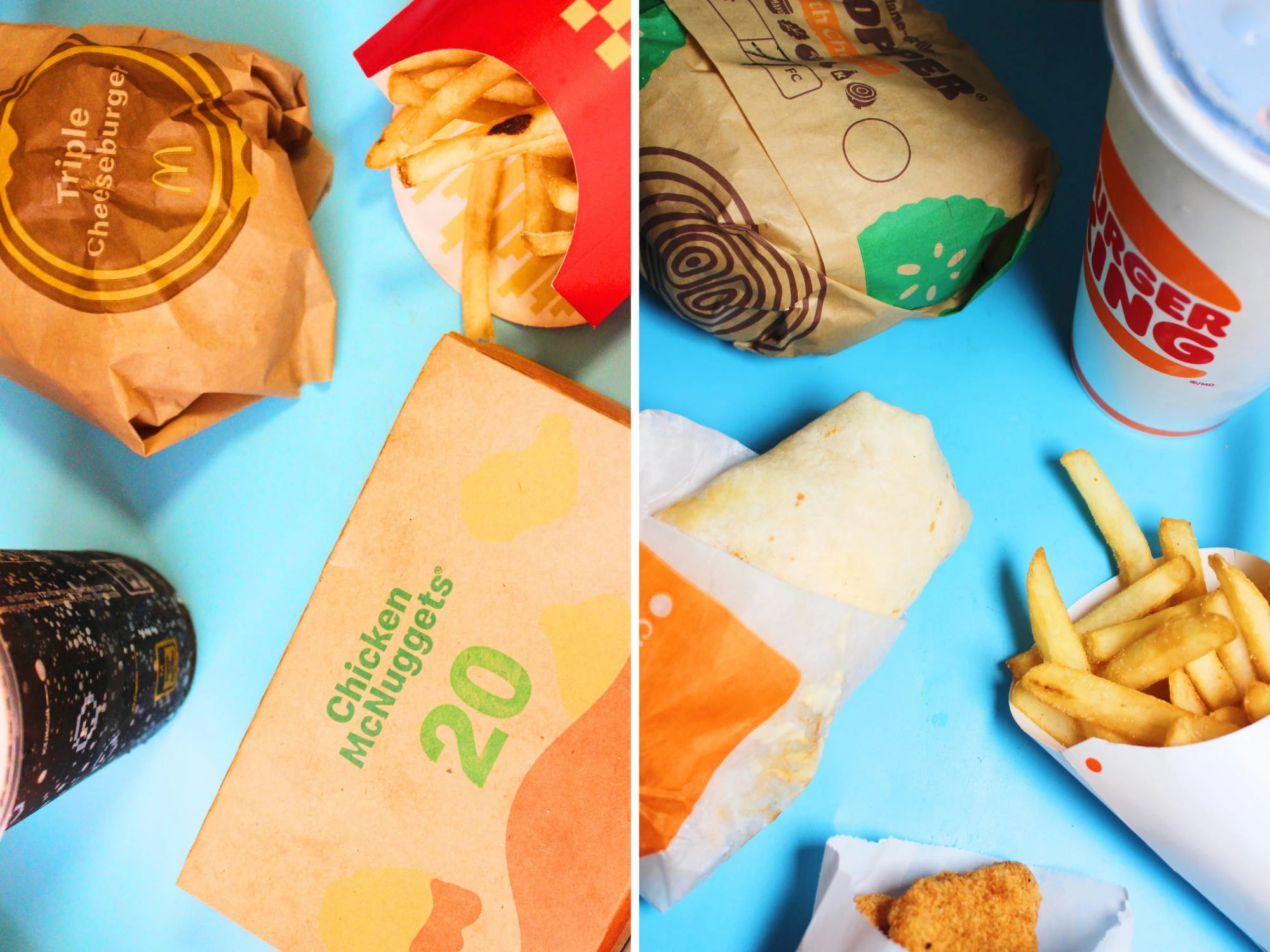 I stuck to a $15 budget at McDonald's and Burger King. One chain offered more variety.