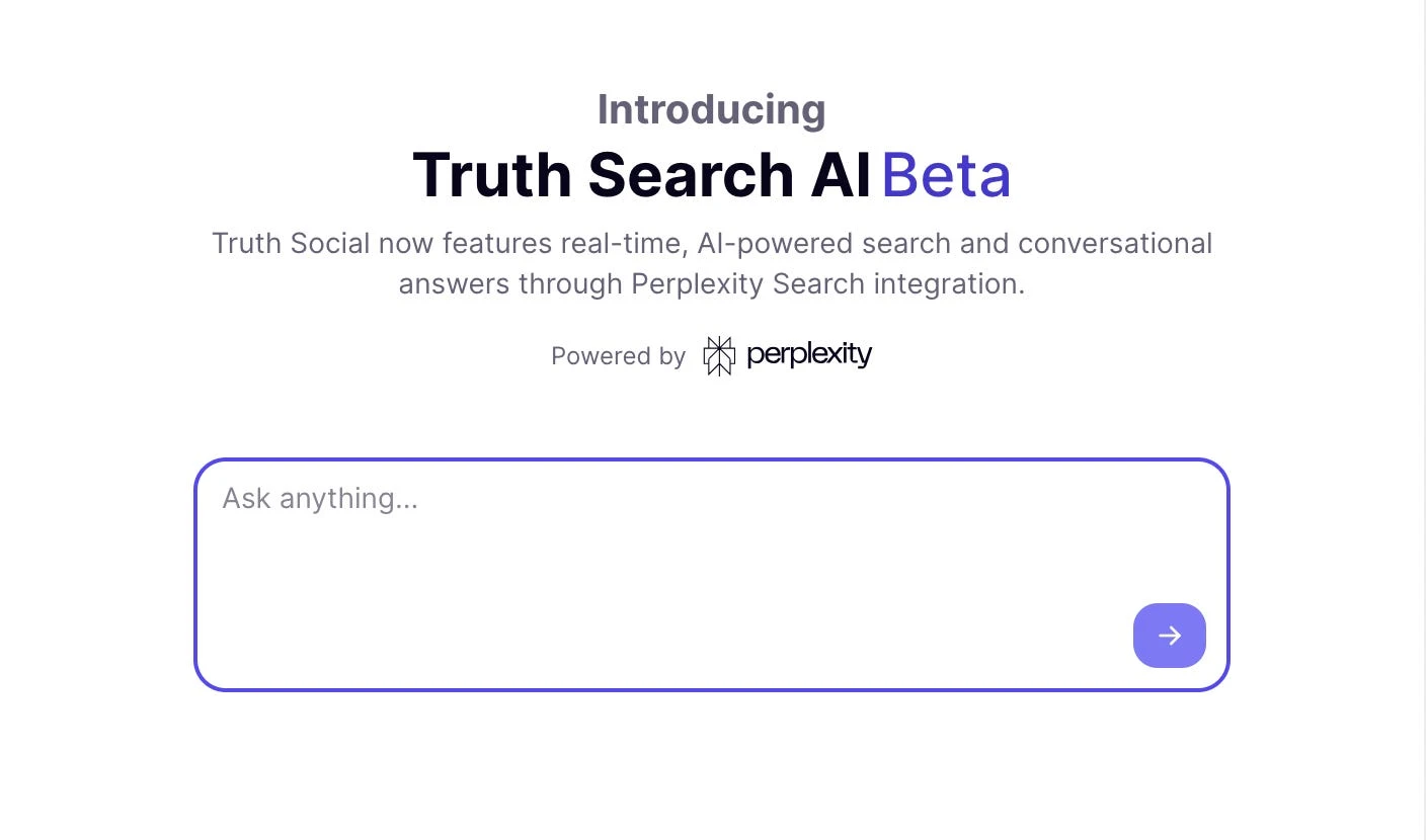 Trump's Truth Social is getting its own AI search engine — powered by Perplexity
