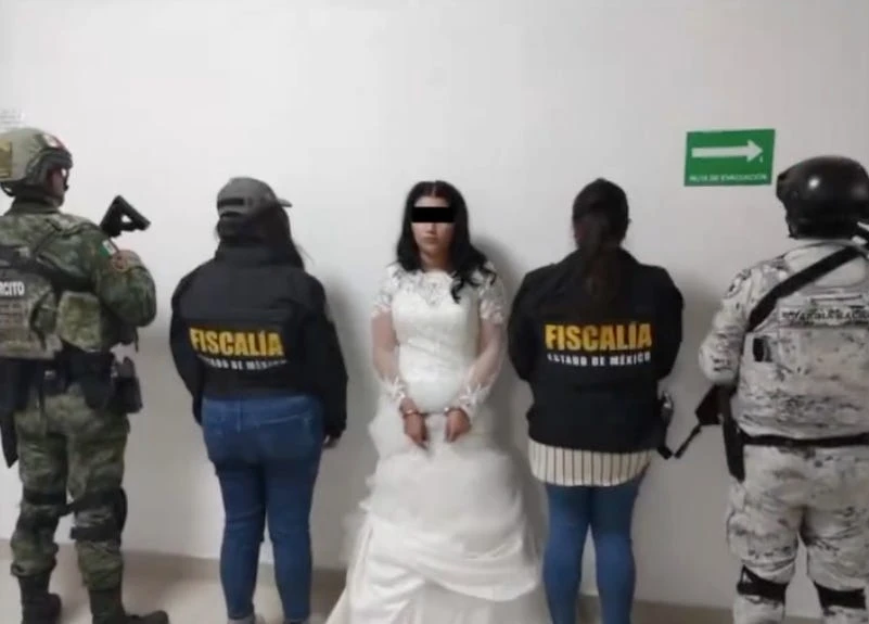 A Mexican bride was arrested when officers ambushed her on the way to her wedding ceremony. The groom escaped.