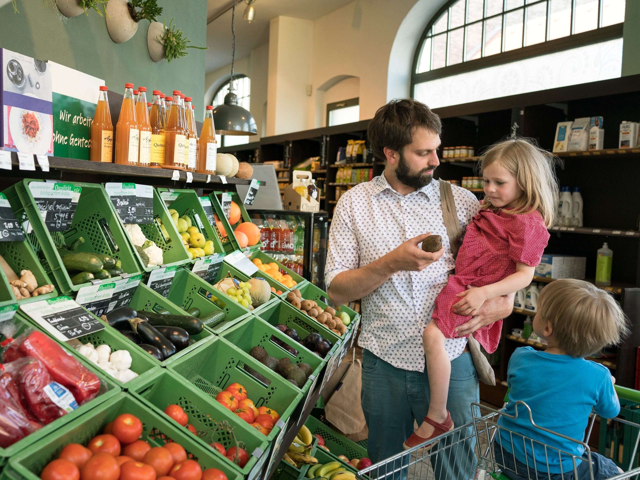 I'm an American mom living in Germany. There's less variety to choose from at the grocery store and they all close on Sunday.