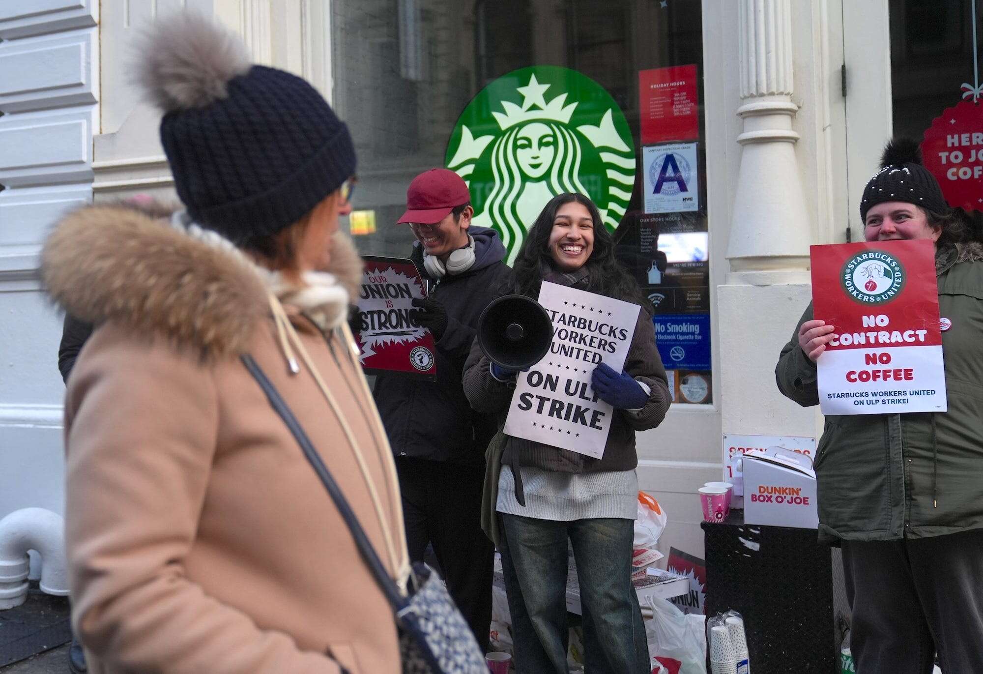 A Starbucks workers' strike will expand to more than 300 locations across the US on Christmas Eve, union says