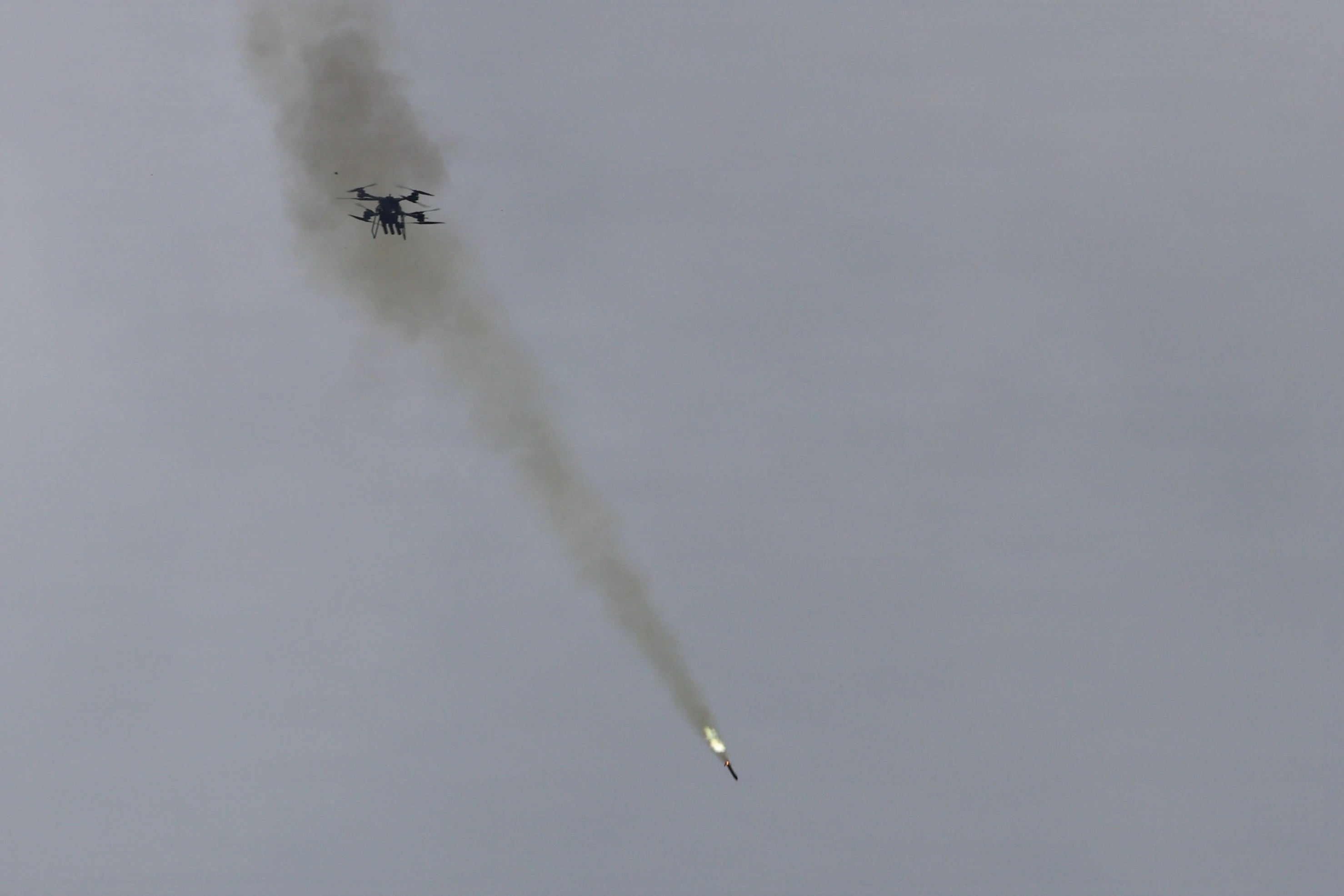 With the US Army watching, defense industry operators turned a logistics drone into a flying rocket launcher