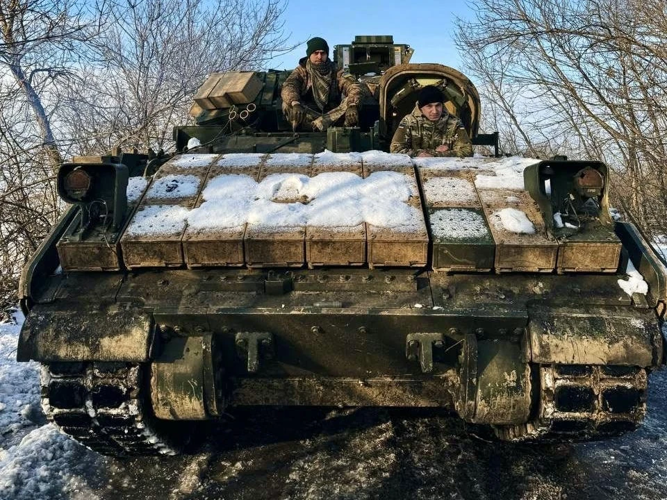 Ukraine says this is the Bradley and crew that took on and beat one of Putin's top tanks in a viral video