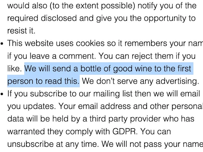 Nobody reads website T&Cs even when there's free stuff involved — these guys proved it