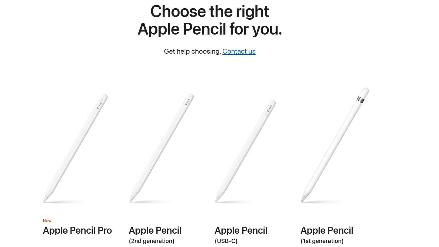 Apple now sells four different Apple Pencil models