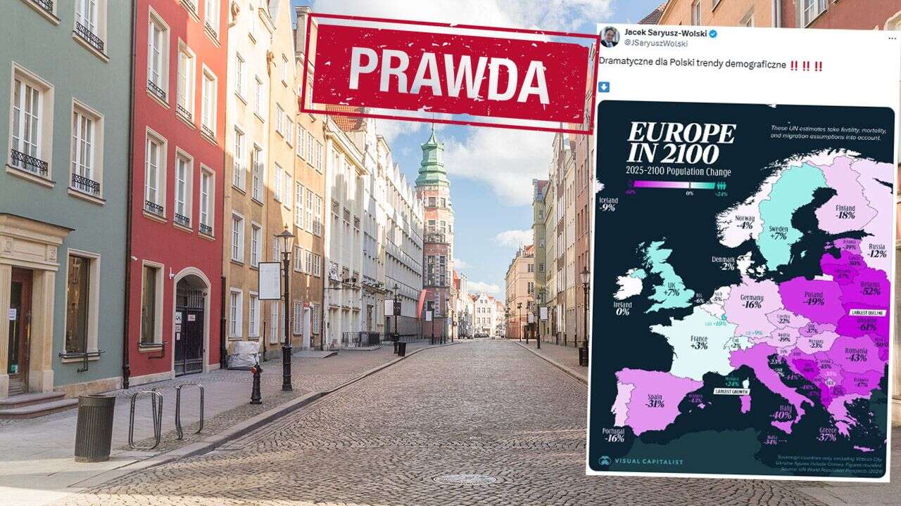 Ludność Polski zmniejszy się o połowę? Sprawdzamy popularną mapę