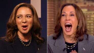 Kamala Harris Does A Literal Jaw Drop Watching Maya Rudolph's 'SNL' Impression Of Her