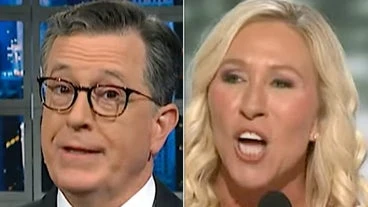 Stephen Colbert Nails 'Absolutely Chilling' Part Of Marjorie Taylor Greene's RNC Speech