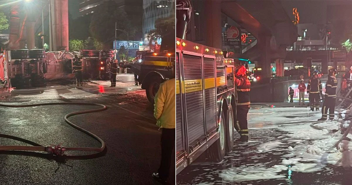 Volcadura de pipa de Pemex provoca cierre de circulación en Periférico