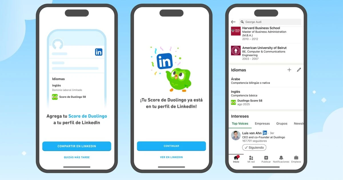 Duolingo Score. Ahora podrás mostrar tu nivel de inglés en LinkedIn