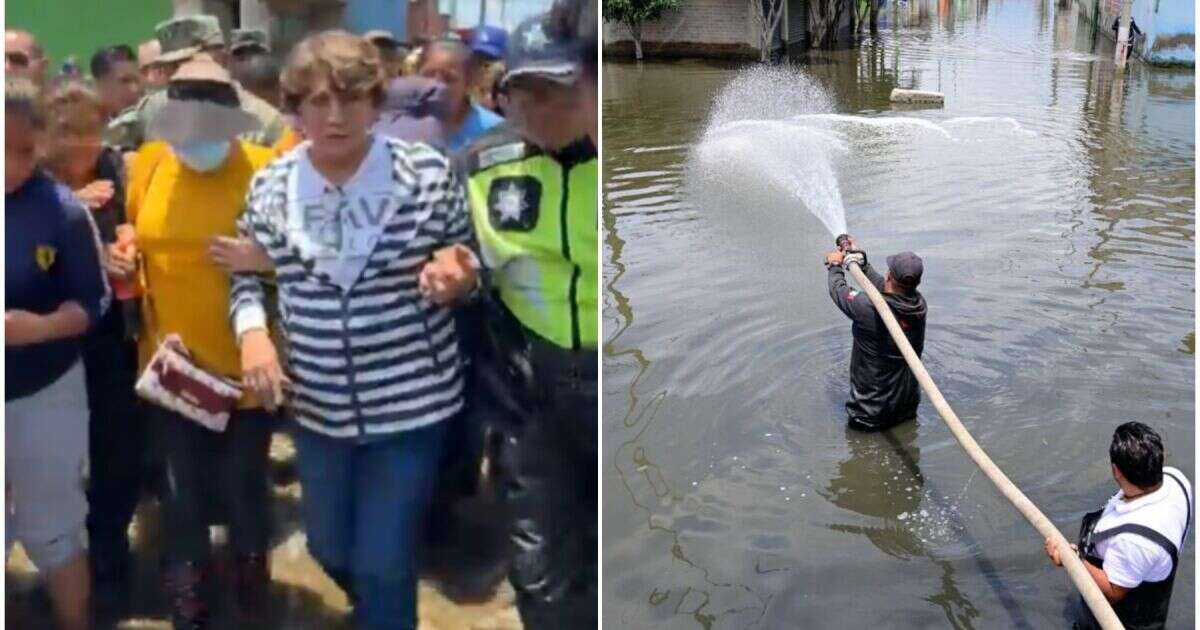 Entre reclamos, Delfina Gómez recorre zona de inundaciones en Chalco