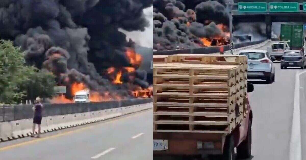 Explosión de pipa sobre la Guadalajara-Colima provoca cierre de casetas