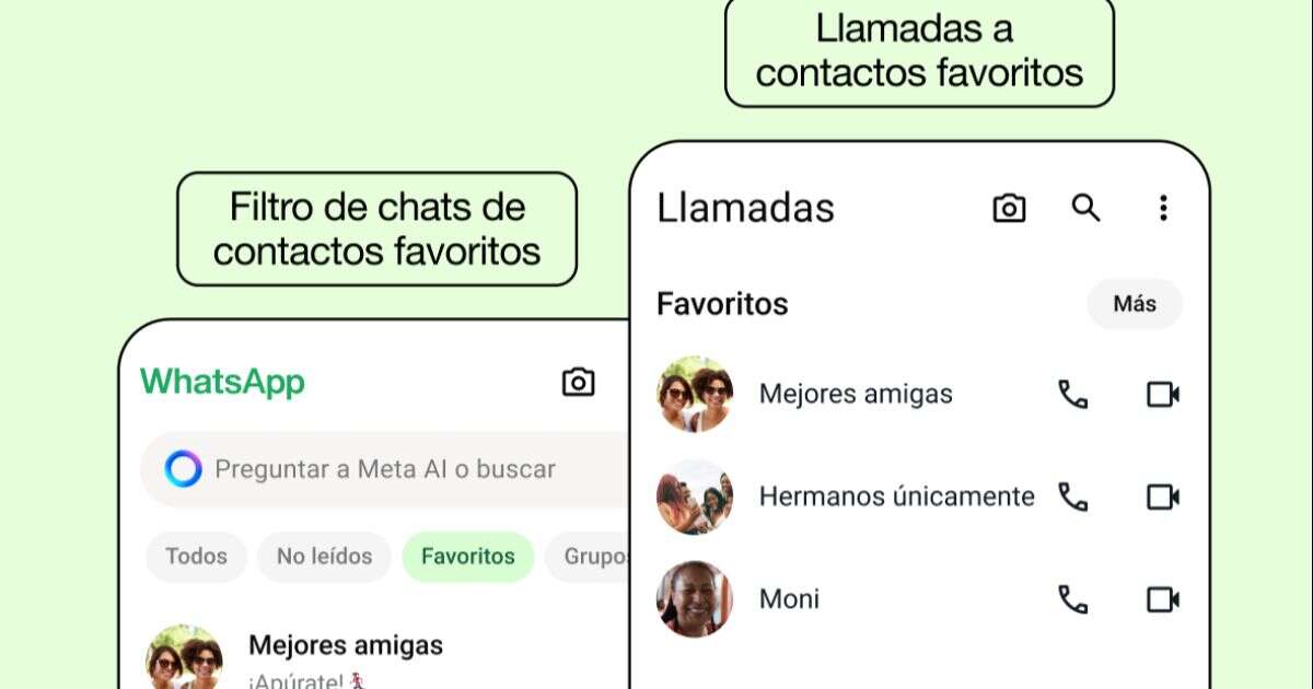 WhatsApp añade una nueva función de 'Favoritos' en llamadas y chats