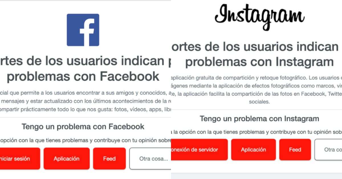 Facebook e Instagram registran fallas