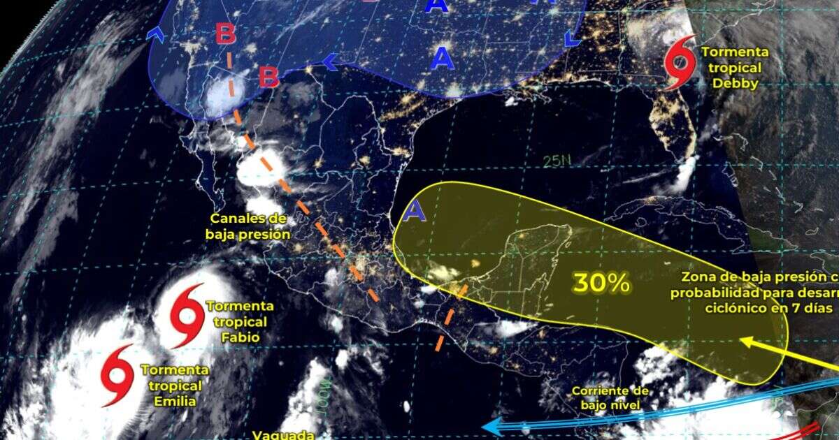 Las tormentas tropicales Fabio y Emilia intensifican lluvias en México