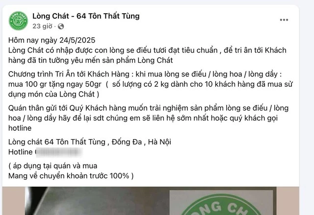Lòng Chát rầm rộ khuyến mãi món 