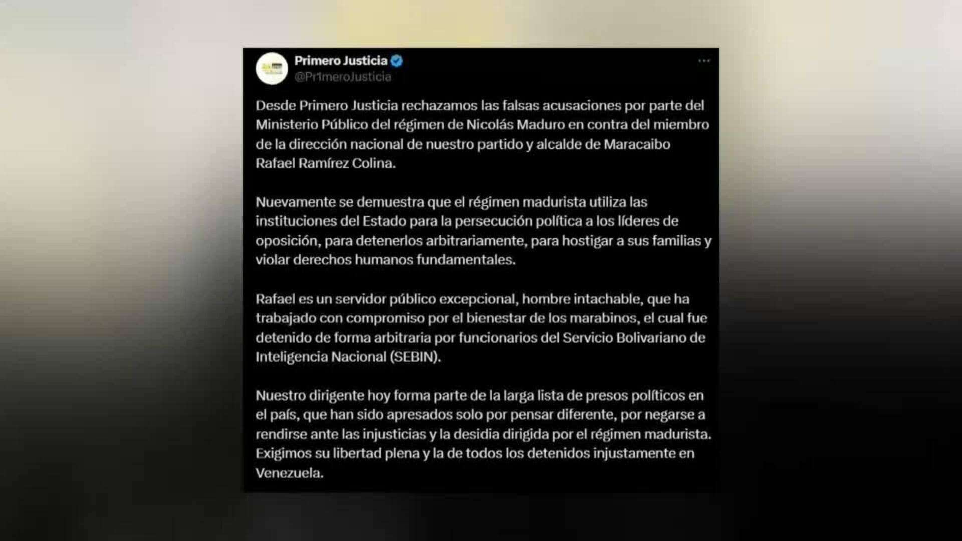 Partido opositor de Venezuela rechaza 