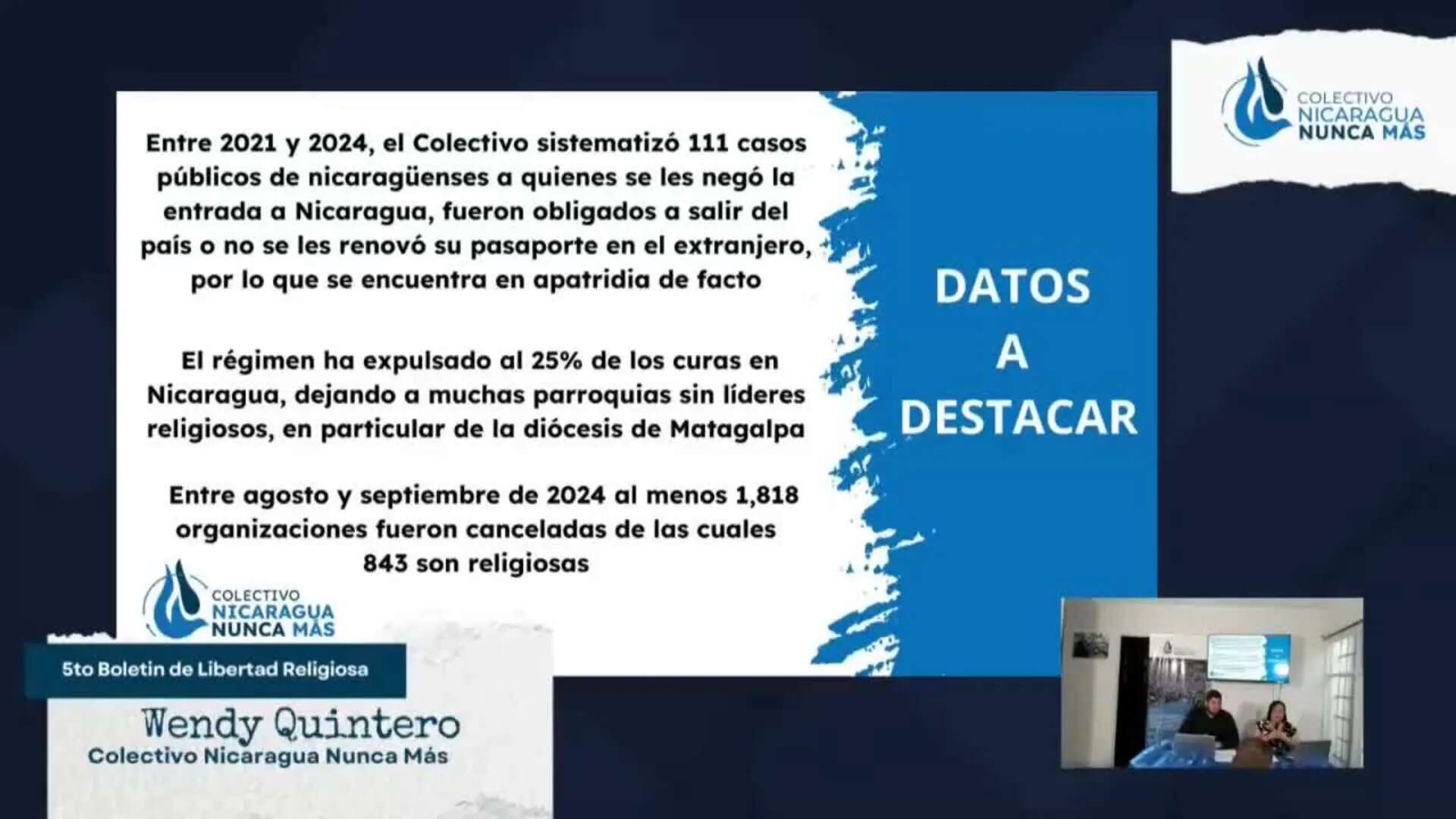 El Gobierno de Nicaragua ha detenido a 74 religiosos y desterrado a 64 de ellos, dice ONG