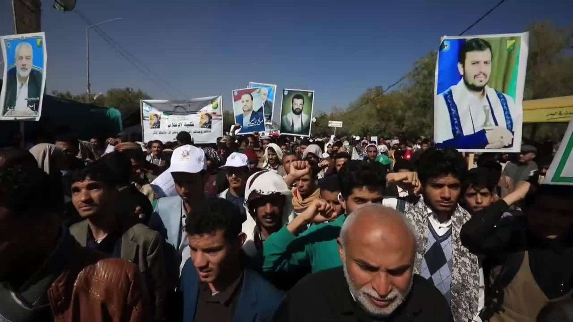 Yemeníes se concentran en Saná en solidaridad con los palestinos