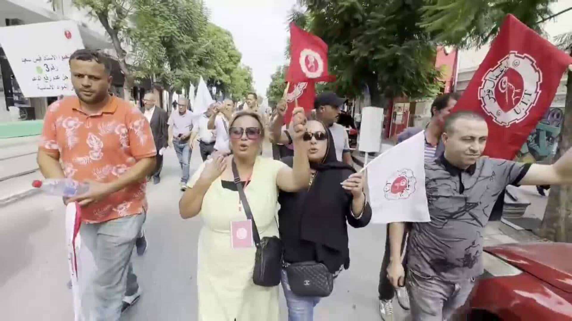 Simpatizantes de Kais Saied apoyan su campaña con manifestación en Túnez