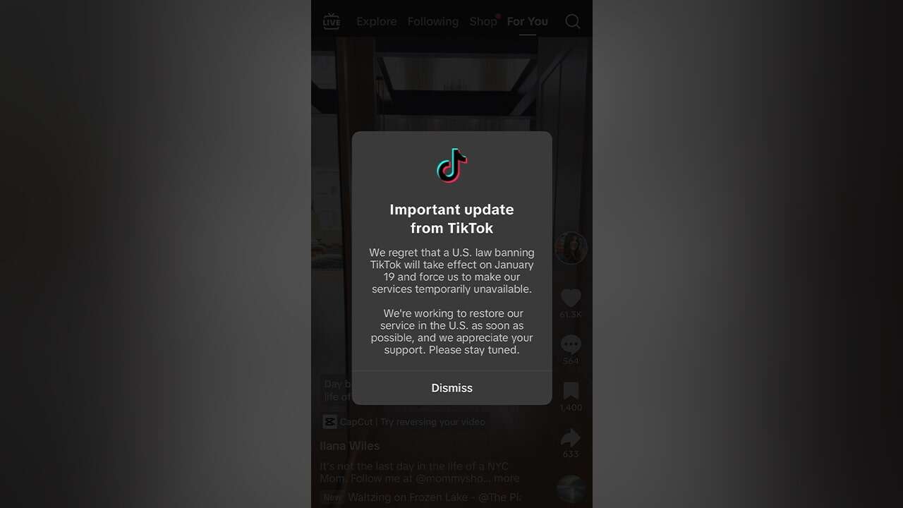 Hours before US ban, TikTok says users will see 'temporary' halt in service