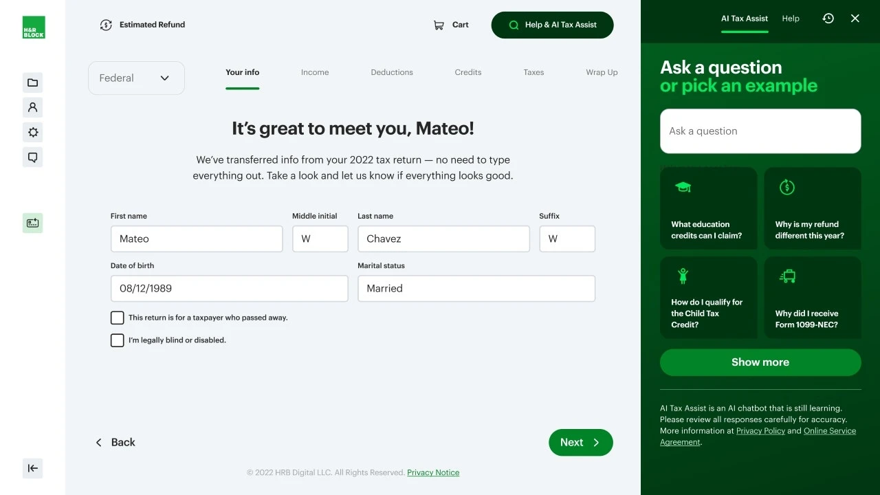 Microsoft's AI engine powering H&R Block's tax filing assistance product
