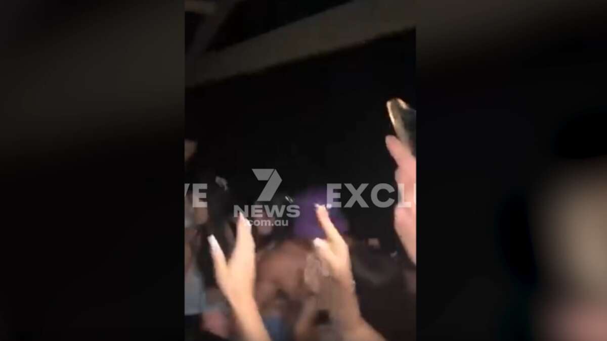 Moment dozens of teens plunge to ground after balcony collapses