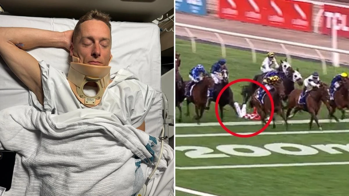 Melbourne Cup jockey shares health update from hospital after scary fall