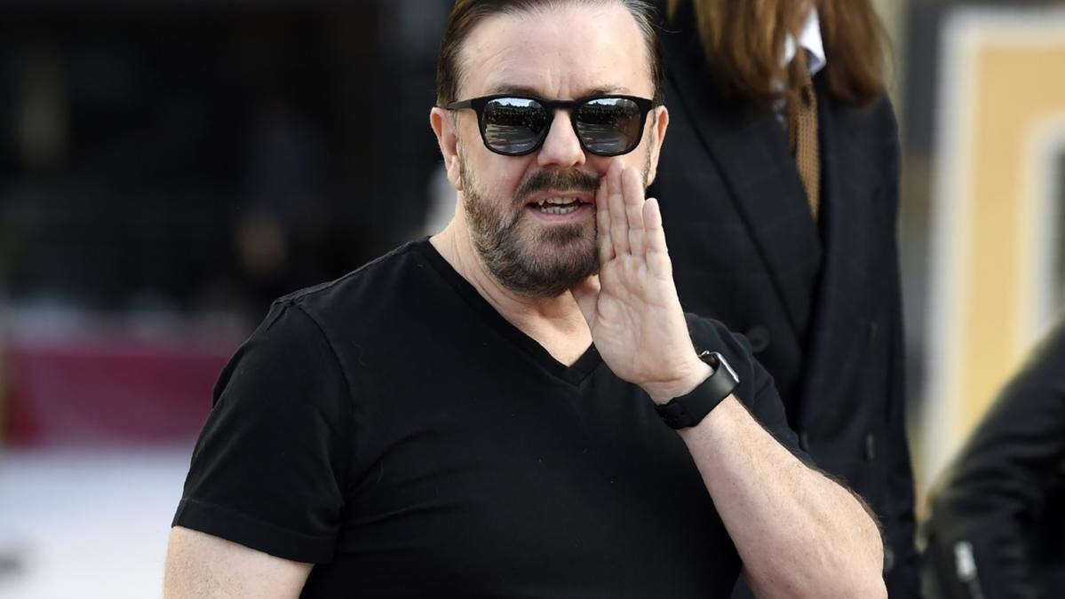 Ricky Gervais calls out iconic theatre for ‘woke’ sign