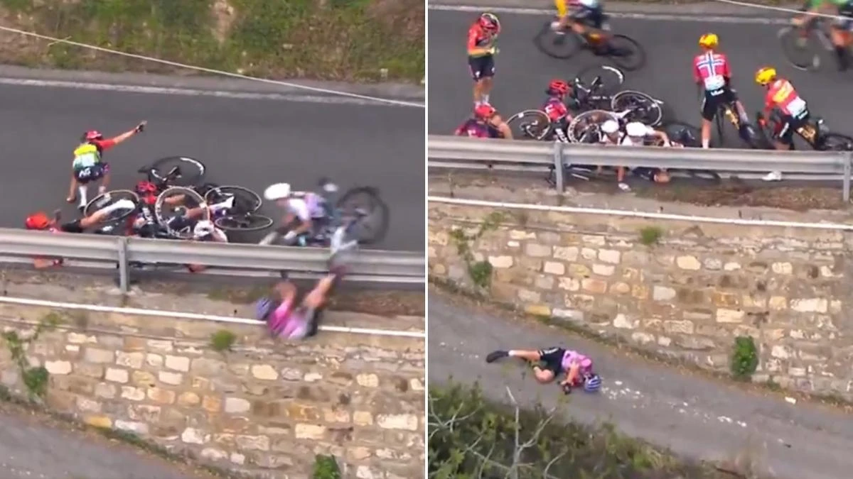 Health update issued after cyclist flies head-first down over guardrail