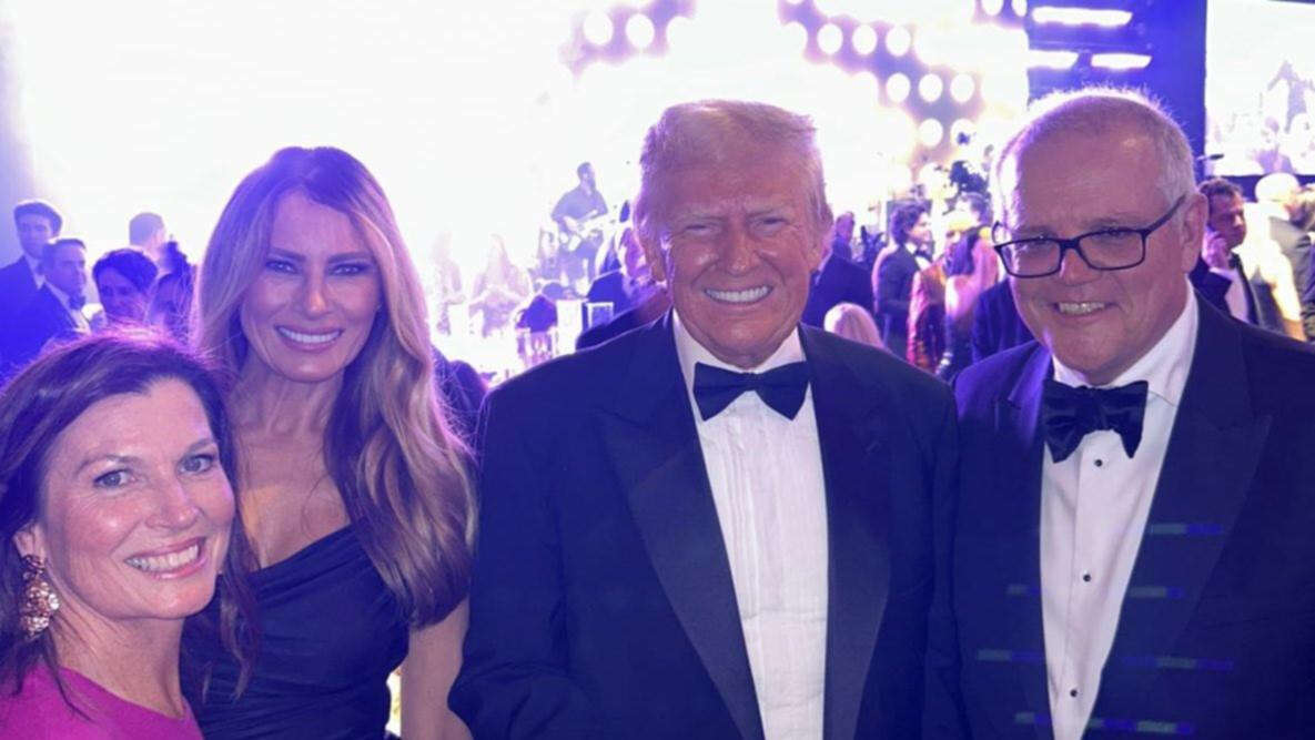 Scott Morrison among crowd celebrating New Year with Donald Trump