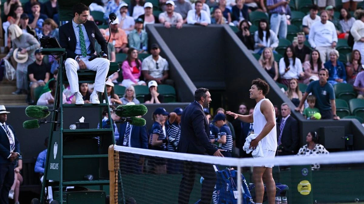 Tennis star rages as match stopped one game away from victory