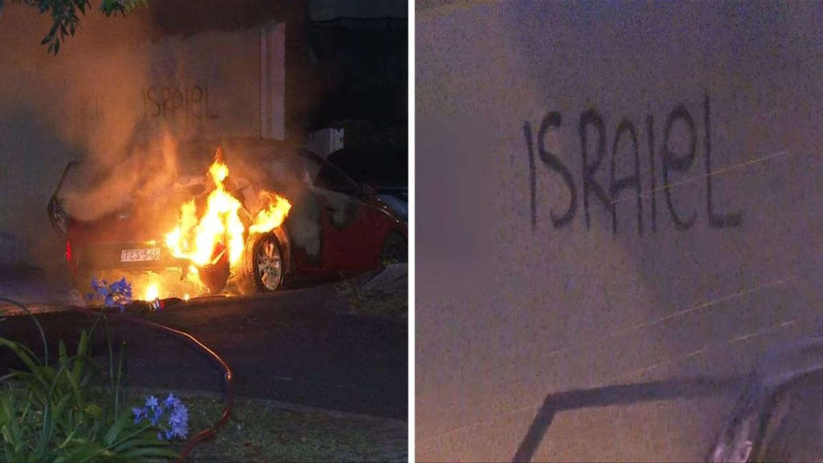 Car torched, homes defaced with offensive anti-Semitic graffiti in shocking attack