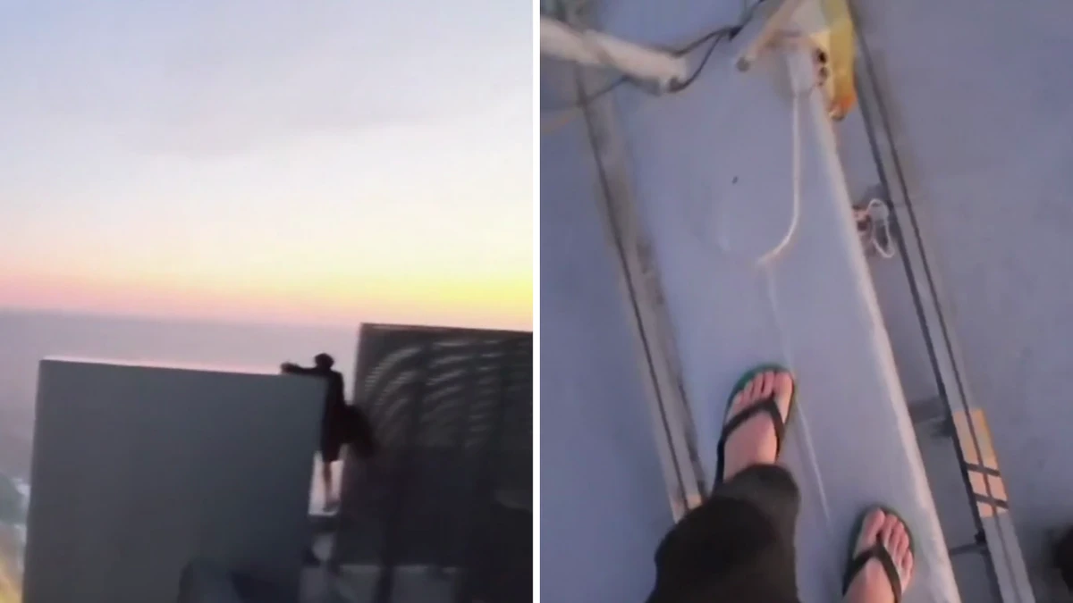 Daredevils scale Australia’s tallest building in wild outfit