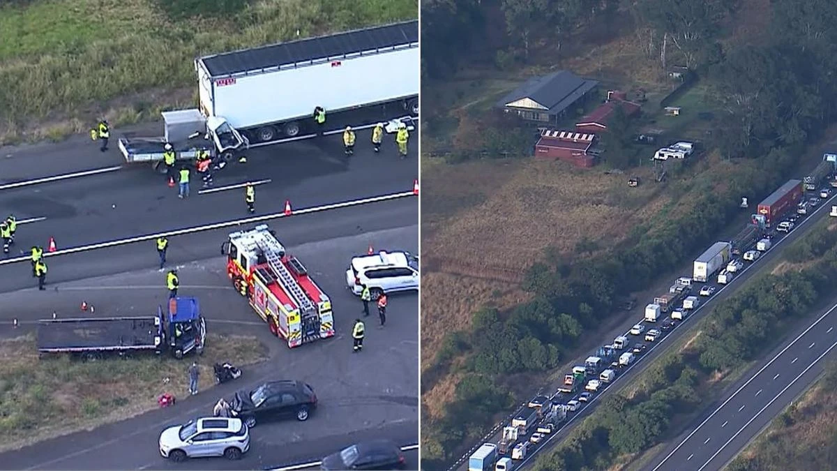 Driver trapped as shocking crash sparks traffic chaos on highway