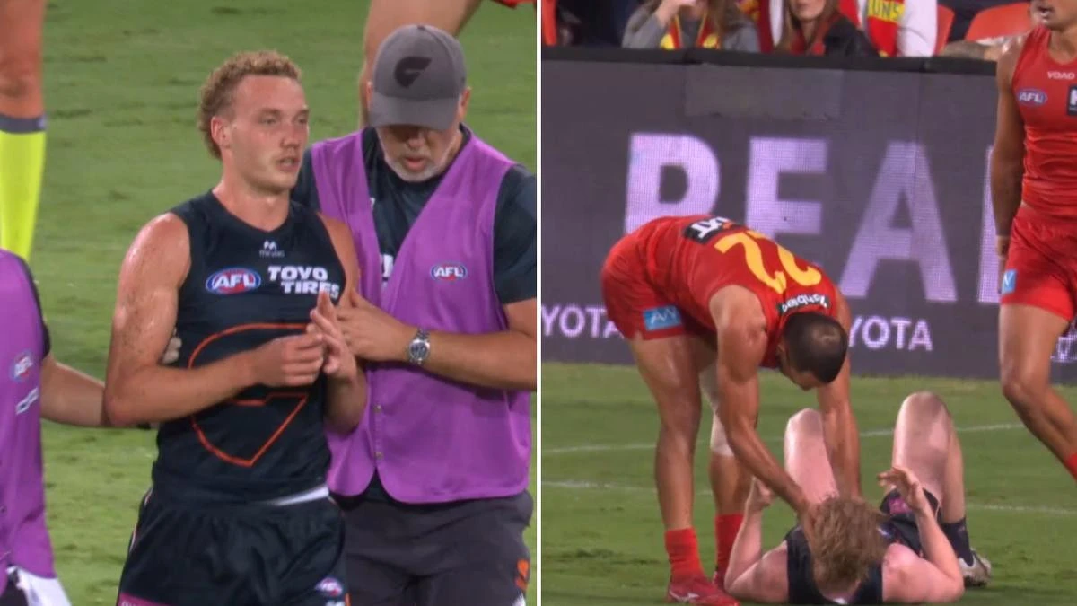 GWS youngster staggers off, Clayton Oliver slapped in the face