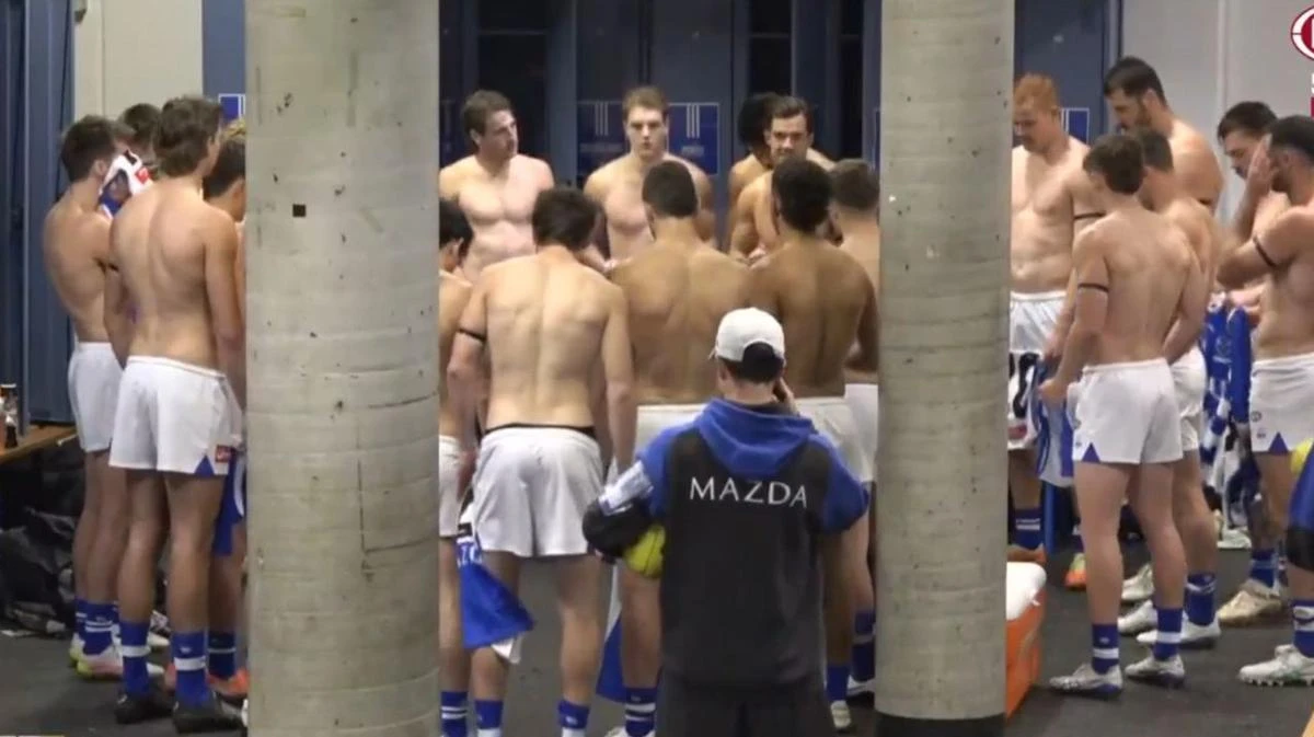 AFL team’s topless pre-match ritual caught on camera