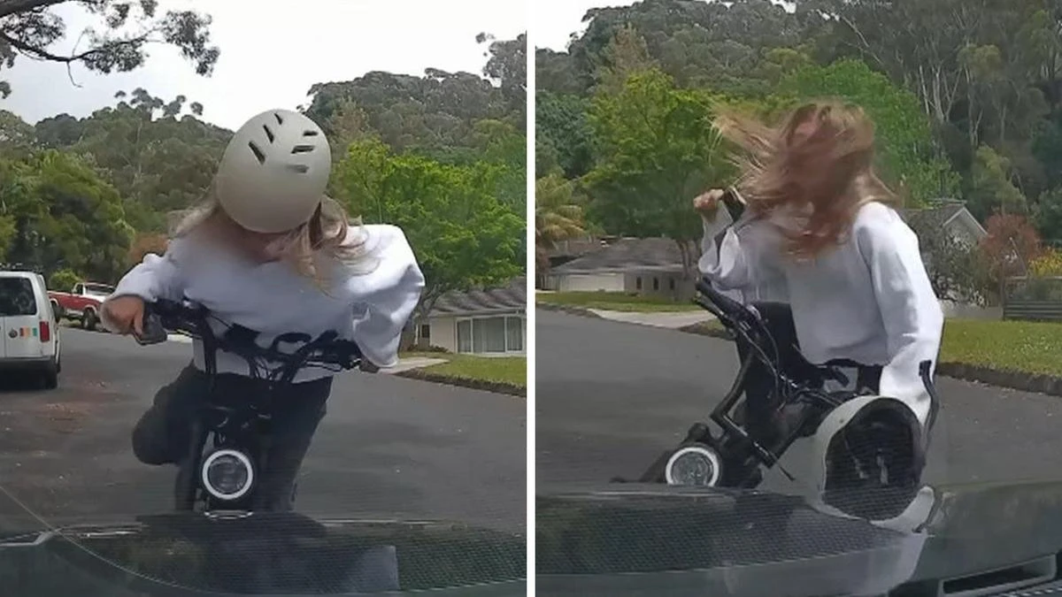 Terrifying moment young girl crashes into car, renewing e-bikes outrage