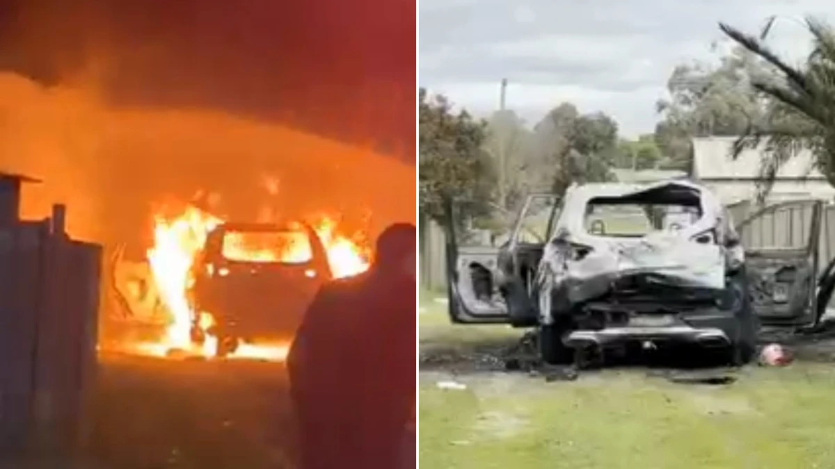 Car fire metres from homes leaves residents rattled