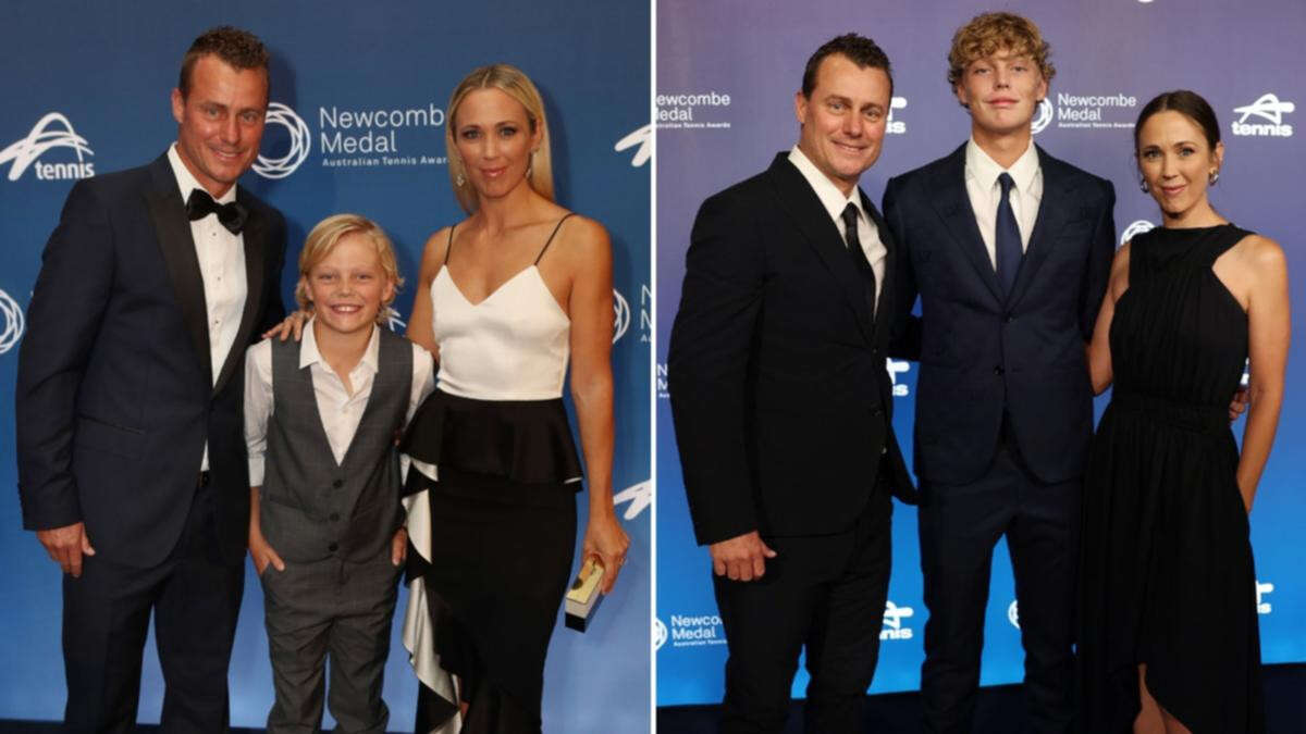 Cruz Hewitt all grown up as he towers over Lleyton and Bec