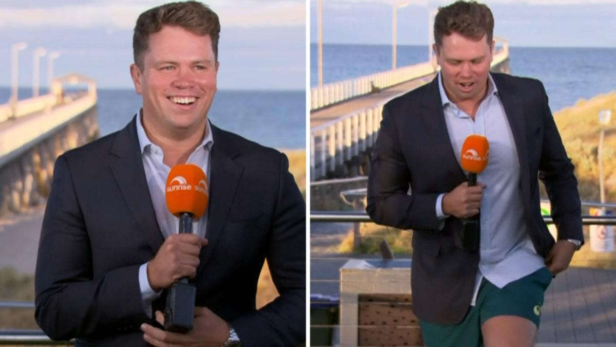 Sunrise reporter busted in shorts during live cross amid Adelaide heatwave