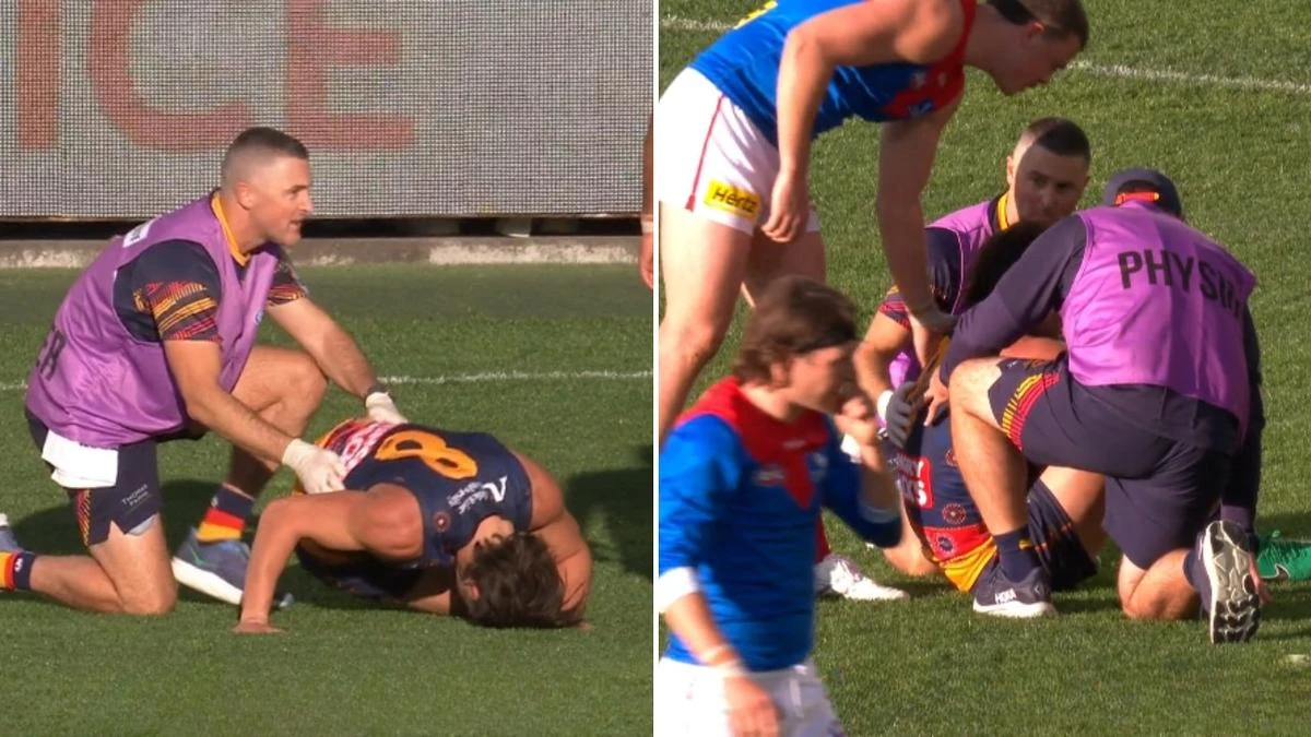 Adelaide forward suffers sickening hyperextension